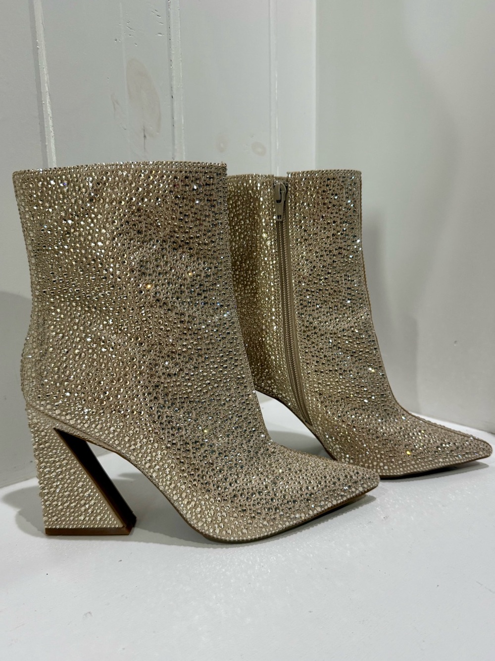 Gianni Bini Gold Crystal Ankle Booties